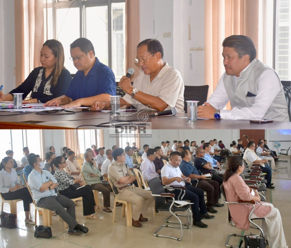 Advisor Zhaleo Rio, Minister Jacob Zhimomi with officials during the monthly meeting of DPDB, Chümoukedimaheld on September 10. (DIPR Photo)